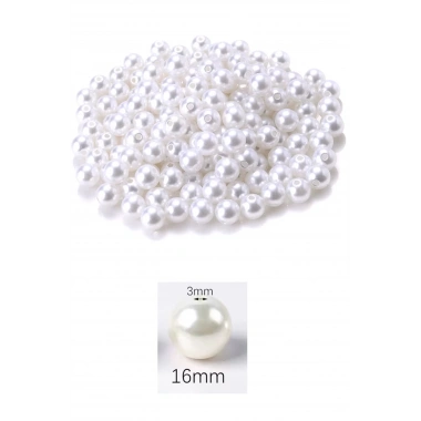 500 gram 16mm Beyaz Renk Plastik İnci Boncuk Çanta ve Takı Yapım Boncuğu (~170 adet)