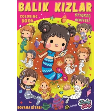 Balık Kızlar Boyama Kitabı Popsticker