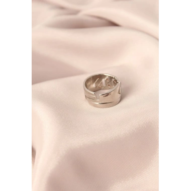 Gümüş Renk Metal Taşlı Model Ayarlanabilir Kadın Yüzük