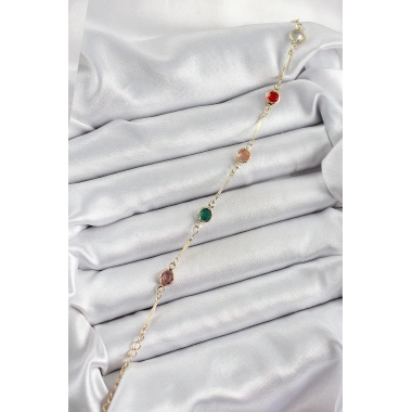 Pirinç Asorti Model Gold Renk Zirkon Taşlı Kadın Bileklik