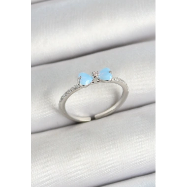 Pirinç Fiyonk Figürlü Zirkon Taşlı Gümüş Renk Ayarlanabilir Kadın Yüzük