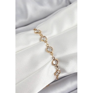 Pirinç Gold Renk Zirkon Taşlı Kadın Bileklik