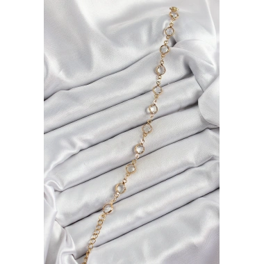 Pirinç Gold Renk Zirkon Taşlı Kadın Bileklik