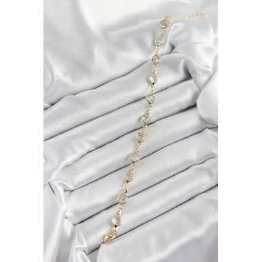 Pirinç Gold Renk Zirkon Taşlı Kadın Bileklik