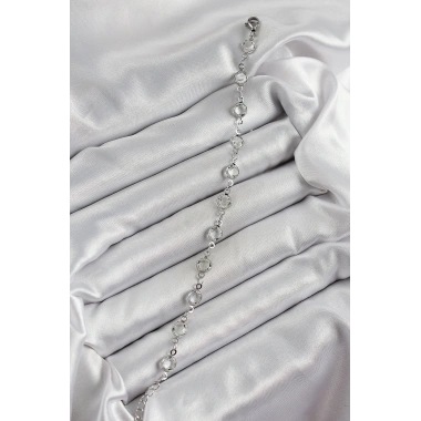 Pirinç Gümüş Renk Zirkon Taşlı Bileklik