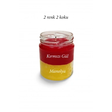 Premium Seri 2 Renk 2 Koku Sarı Kırmızı Beş Yıldız Kavanoz Mum 210 cc - RYL