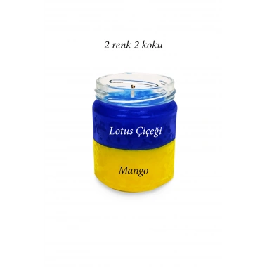 Premium Seri 2 Renk 2 Koku Sarı Lacivert Beş Yıldız Kavanoz Mum 210 cc - RYL