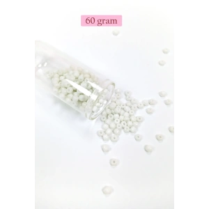 Dökme Cam Kum Boncuk Büyük Boy (6/0) 4 mm - 60 Gram - Beyaz - BNC111