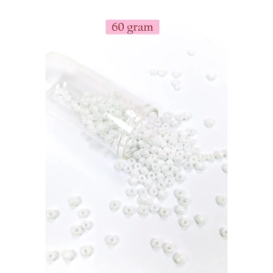 Dökme Cam Kum Boncuk Büyük Boy (6/0) 4 mm - 60 Gram - Kar Beyaz - BNC109