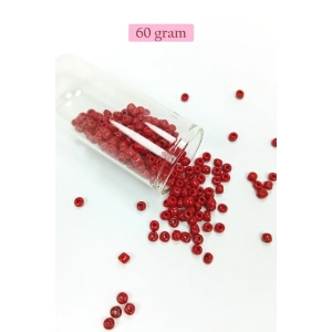 Dökme Cam Kum Boncuk Büyük Boy (6/0) 4 mm - 60 Gram - Koyu Kırmızı - BNC110