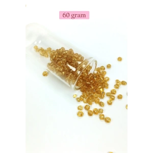 Dökme Cam Kum Boncuk Büyük Boy (6/0) 4 mm - 60 Gram - Şeffaf Bal - BNC119