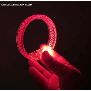 Kırmızı Led Işıklı Baskı Yapılabilen Pilli Bileklik Bilezik 1,5 Cm Genişlik