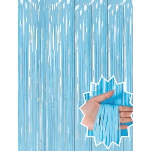 Soft Mavi Püsküllü Kapı Perdesi - Parti, Baby Shower, Sünnet Süsü 1x2 M