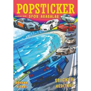 Spor Arabalar Boyama Kitabı Popsticker