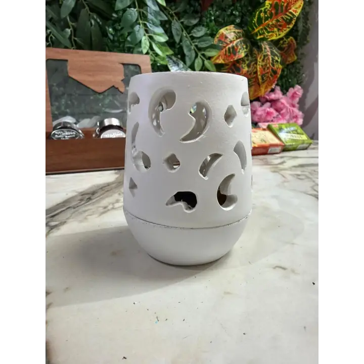 Seramik Dekoratif Oyma Desenli Bahurluk - Konik Tütsülük