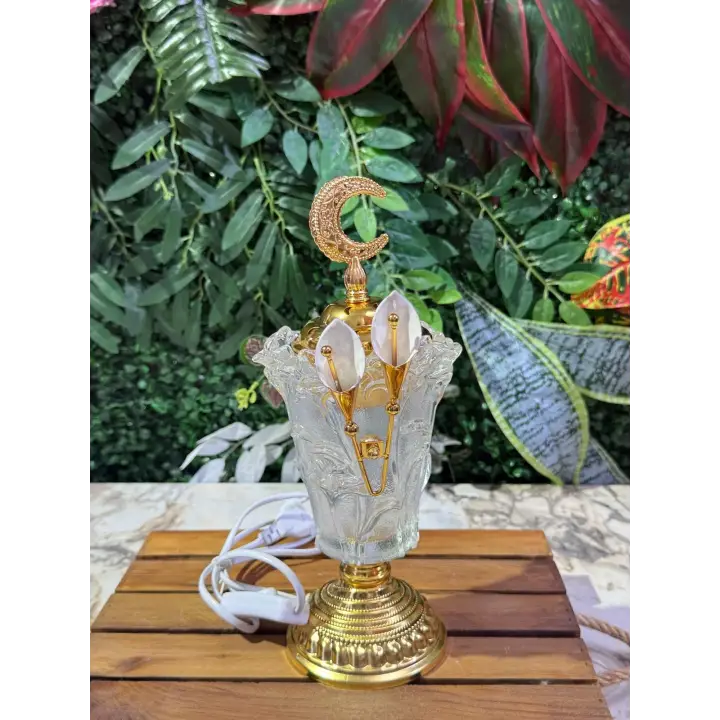 Elektrikli Cam Bahurluk Altın Dekorlu