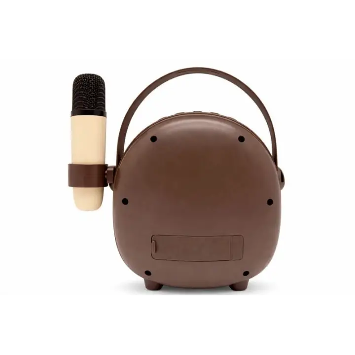 Retro Tasarımlı Bluetooth Karaoke Mikrofon ve Ahşap Tripodlu –Koyu Kahverengi