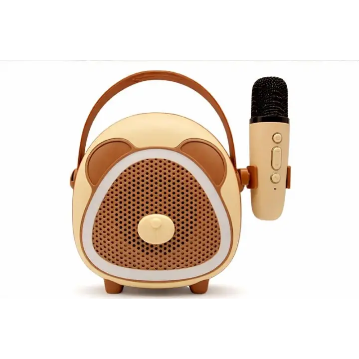 Retro Tasarımlı Bluetooth Karaoke Mikrofon ve Ahşap Tripodlu –Kahverengi