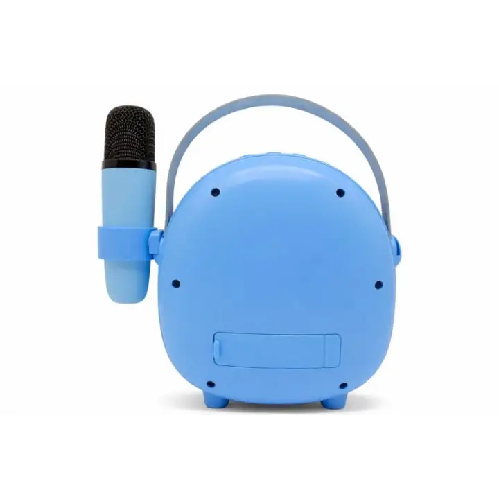 Retro Tasarımlı Bluetooth Karaoke Mikrofon ve Ahşap Tripodlu –Mavi