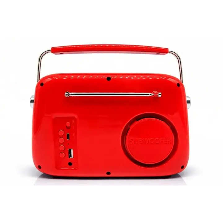 Retro Tasarımlı Bluetooth FM Radyo Mint Kırmızı