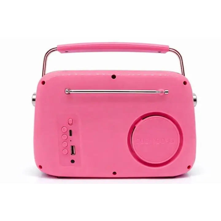 Retro Tasarımlı Bluetooth FM Radyo Mint Pembe