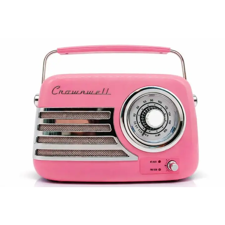 Retro Tasarımlı Bluetooth FM Radyo Mint Pembe