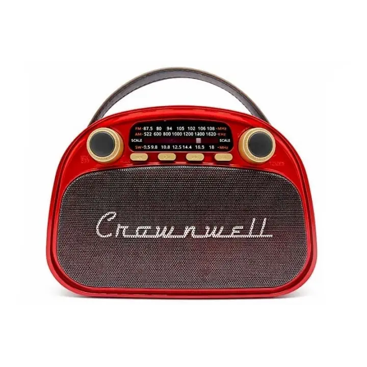 Crownwell Taşınabilir Bluetooth Retro Radyo Arizona Serisi (Metalik Kırmızı)