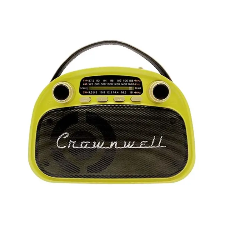 Crownwell Taşınabilir Bluetooth Retro Radyo Arizona Serisi Limon Sarısı(Neon Yeşil)