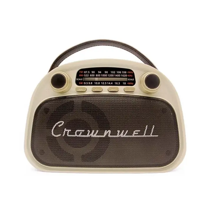 Crownwell Taşınabilir Bluetooth Retro Radyo Arizona Serisi Krem