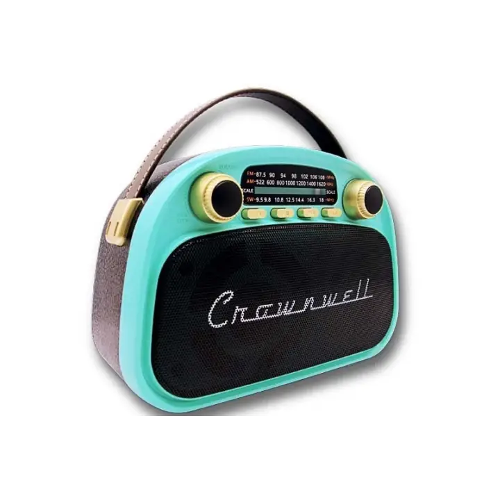 Crownwell Taşınabilir Bluetooth Retro Radyo Arizona Serisi Turkuaz
