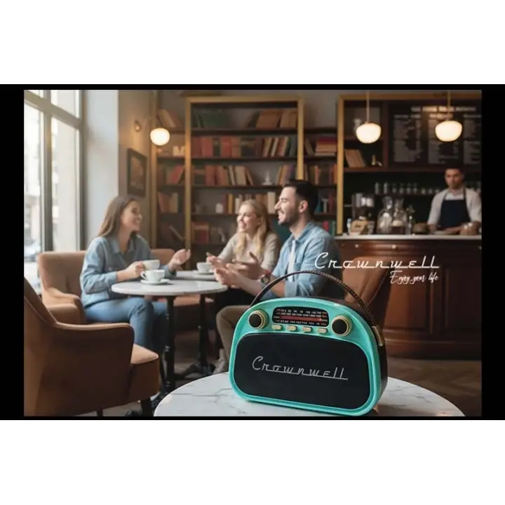 Crownwell Taşınabilir Bluetooth Retro Radyo Arizona Serisi Turkuaz