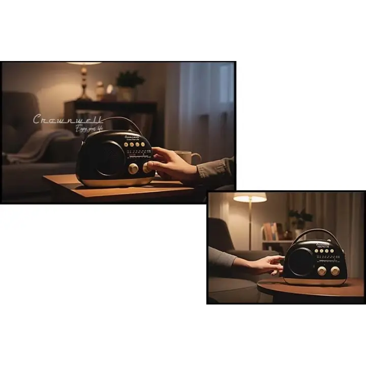 Crownwell Taşınabilir Bluetooth Retro Radyo Arizona Serisi / Black