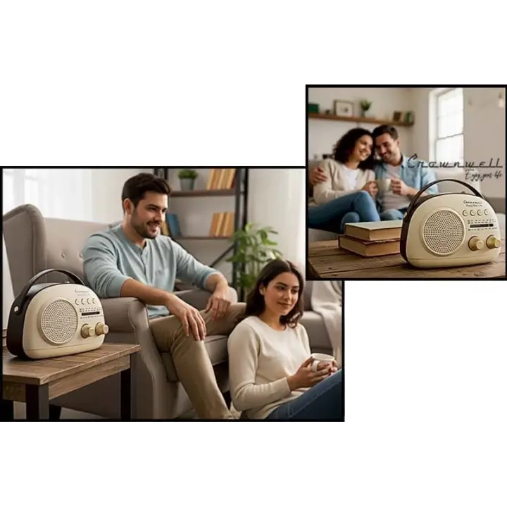 Crownwell Taşınabilir Bluetooth Retro Radyo Arizona Serisi / Grey