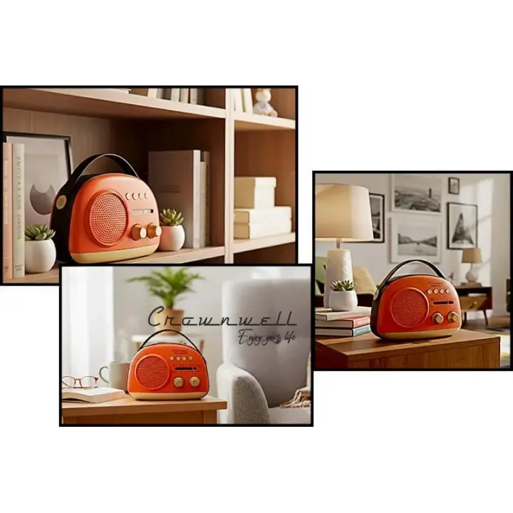 Crownwell Taşınabilir Bluetooth Retro Radyo Arizona Serisi / Orange