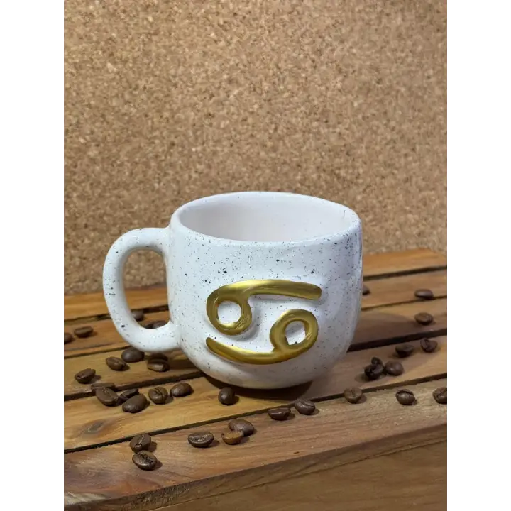 Seramik El Yapımı Yengeç Burcu Semböllü Kupa