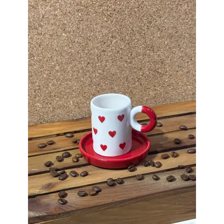 Seramik Kalpli Fortuna Silindir Kahve Fincan 90ml