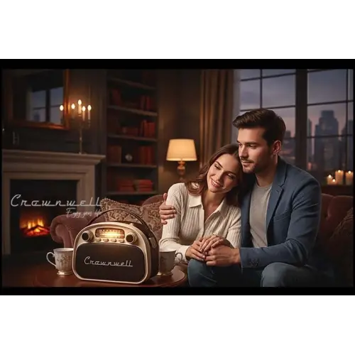 Crownwell Taşınabilir Bluetooth Retro Radyo Arizona Serisi Krem