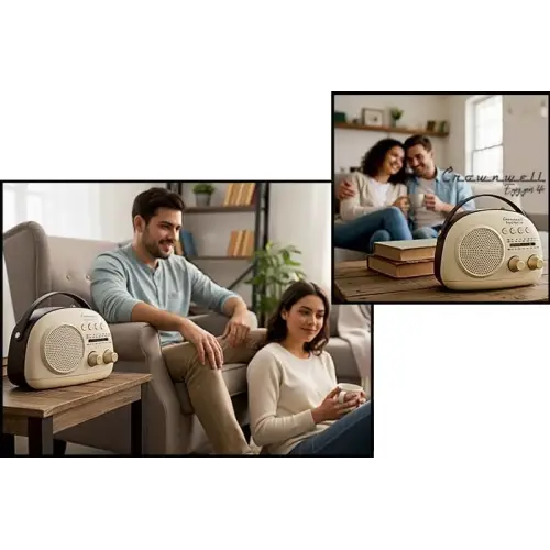 Crownwell Taşınabilir Bluetooth Retro Radyo Arizona Serisi / Grey