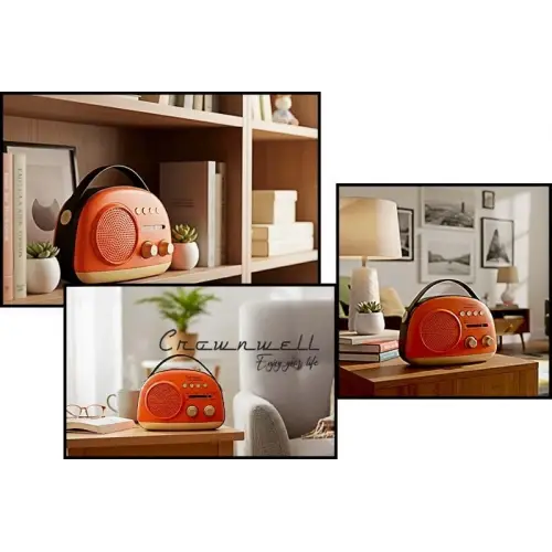 Crownwell Taşınabilir Bluetooth Retro Radyo Arizona Serisi / Orange