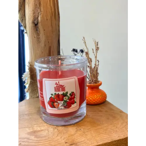 Çilek Kokulu Cam Bardak Mum