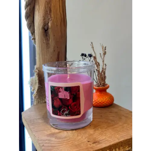 Gül Kokulu Cam Bardak Mum