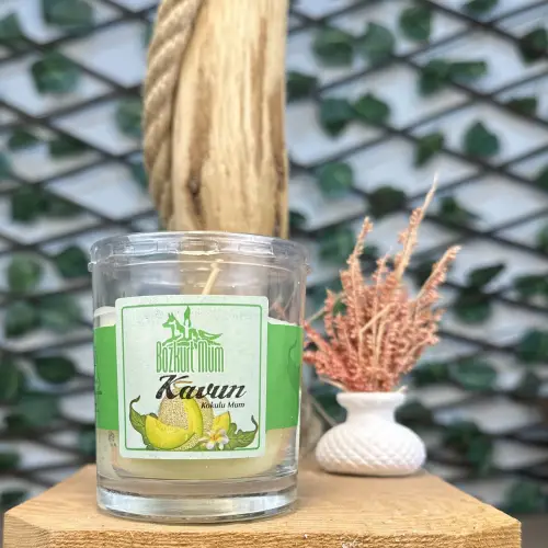 Kavun Kokulu Cam Bardak Mum