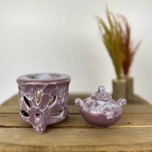 Küçük Çaydanlık Buhurdanlık Mürdüm Renk