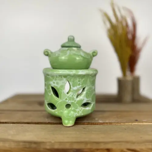 Küçük Çaydanlık Buhurdanlık Yeşil Renk