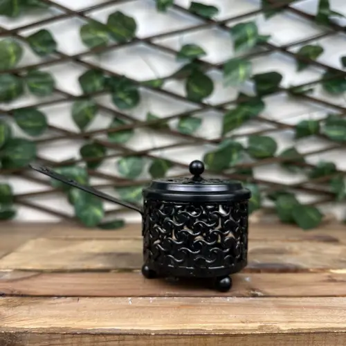 Kulplu Metal Demet & Reçine Tütsülük Siyah Renk