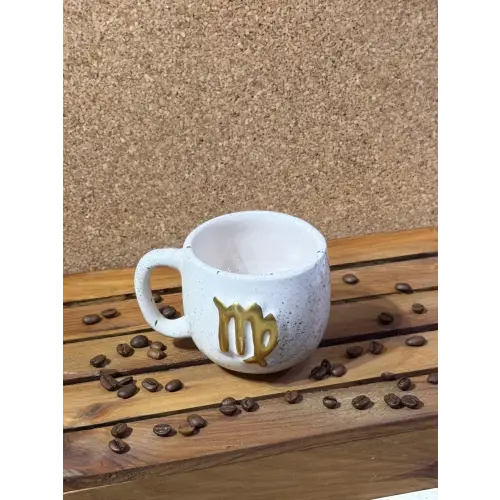 Seramik El Yapımı Başak Burcu Semböllü Kupa