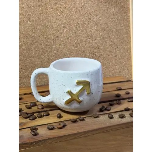 Seramik El Yapımı Yay Burcu Semböllü Kupa