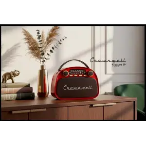 Crownwell Taşınabilir Bluetooth Retro Radyo Arizona Serisi (Metalik Kırmızı)