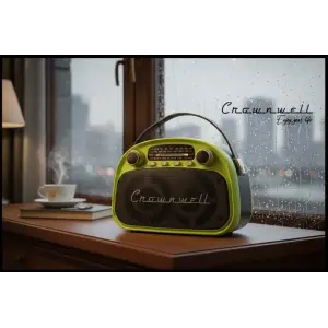 Crownwell Taşınabilir Bluetooth Retro Radyo Arizona Serisi Limon Sarısı(Neon Yeşil)