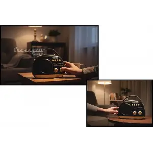 Crownwell Taşınabilir Bluetooth Retro Radyo Arizona Serisi / Black